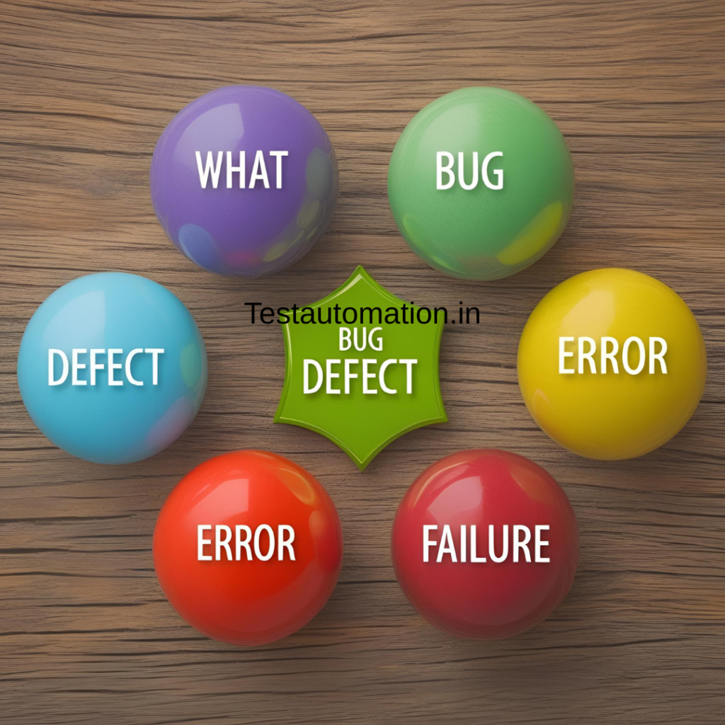 What is Bug defect error and failure